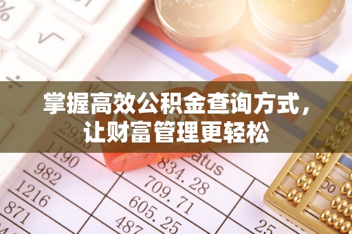 小金掌握高效公积金查询方式，让财富管理更轻松
